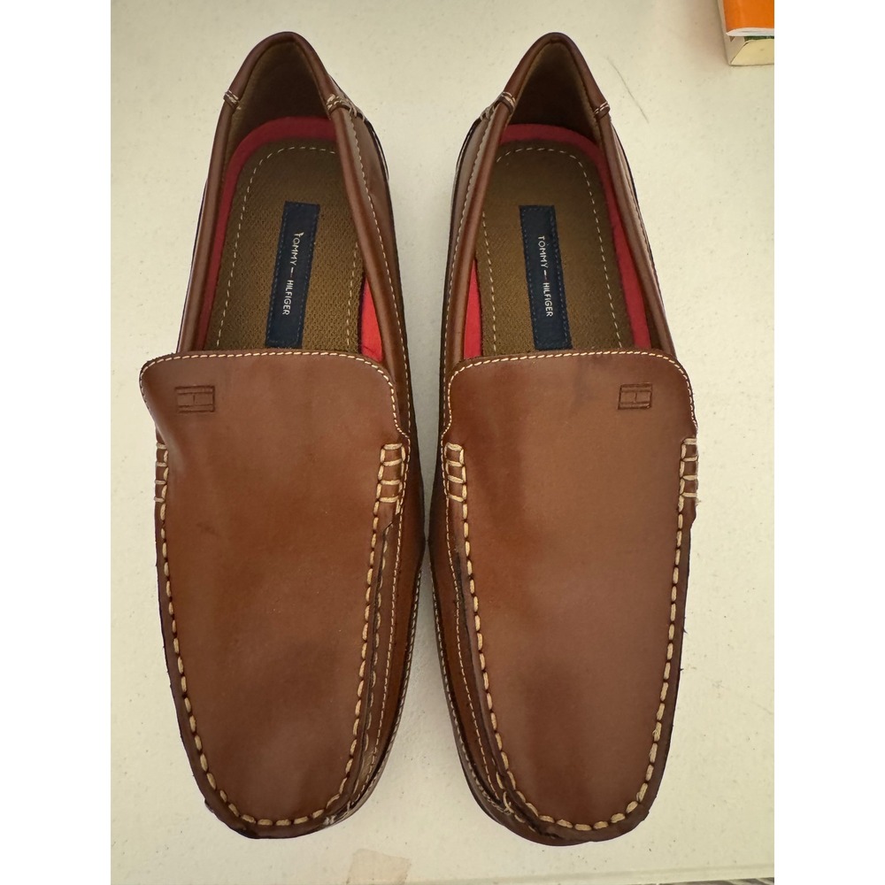 Tommy Hilfiger Mens Dathan Tan Brown Slip On Driving Loafers Shoes 9 TMDATHAN